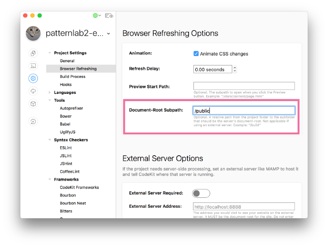 Set Document-Root Path to /public